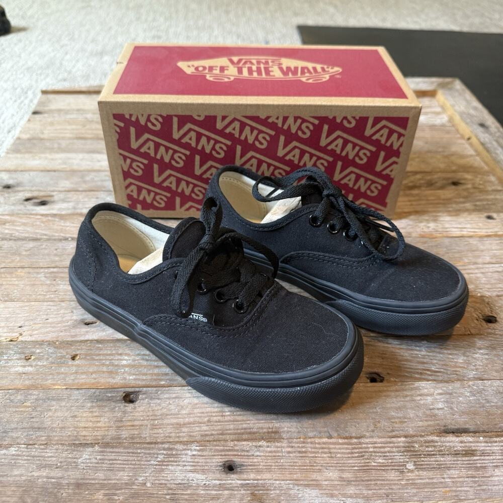 Kids Unisex Classic Canvas VANS Authentic Low Black Size 13 Youth